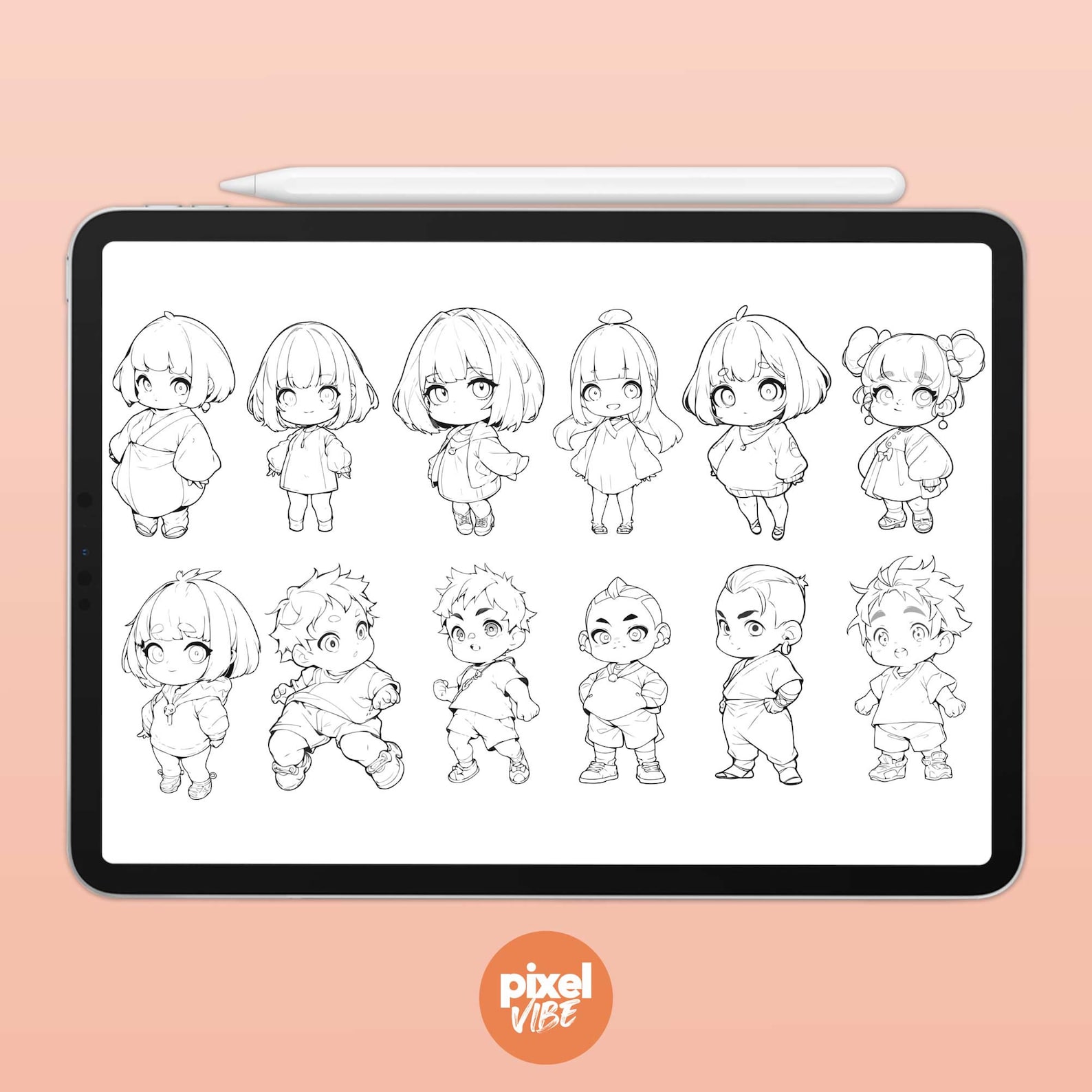 48 Chibi V2 Character Guide Stamp Brushes for Procreate - Anime ...