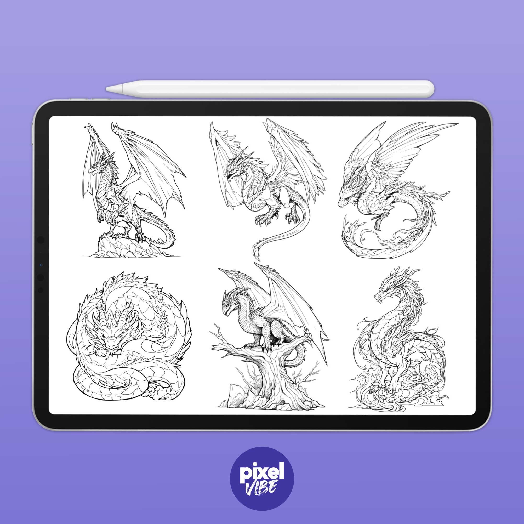Dragon Stamp Brushes for Procreate – Illustration Set - Etsy