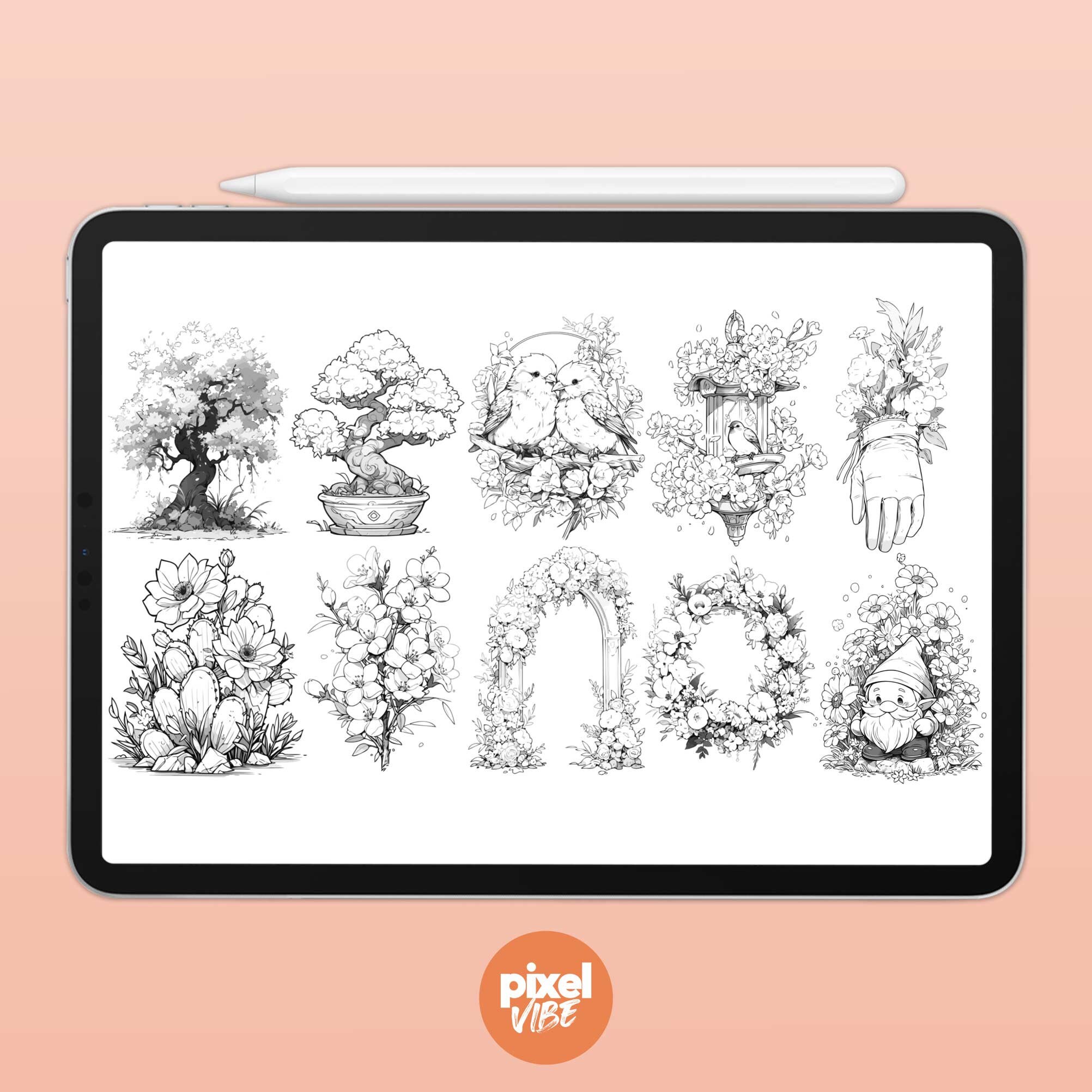 30 Botanical Garden Stamp Brushes for Procreate Floral Illustration ...