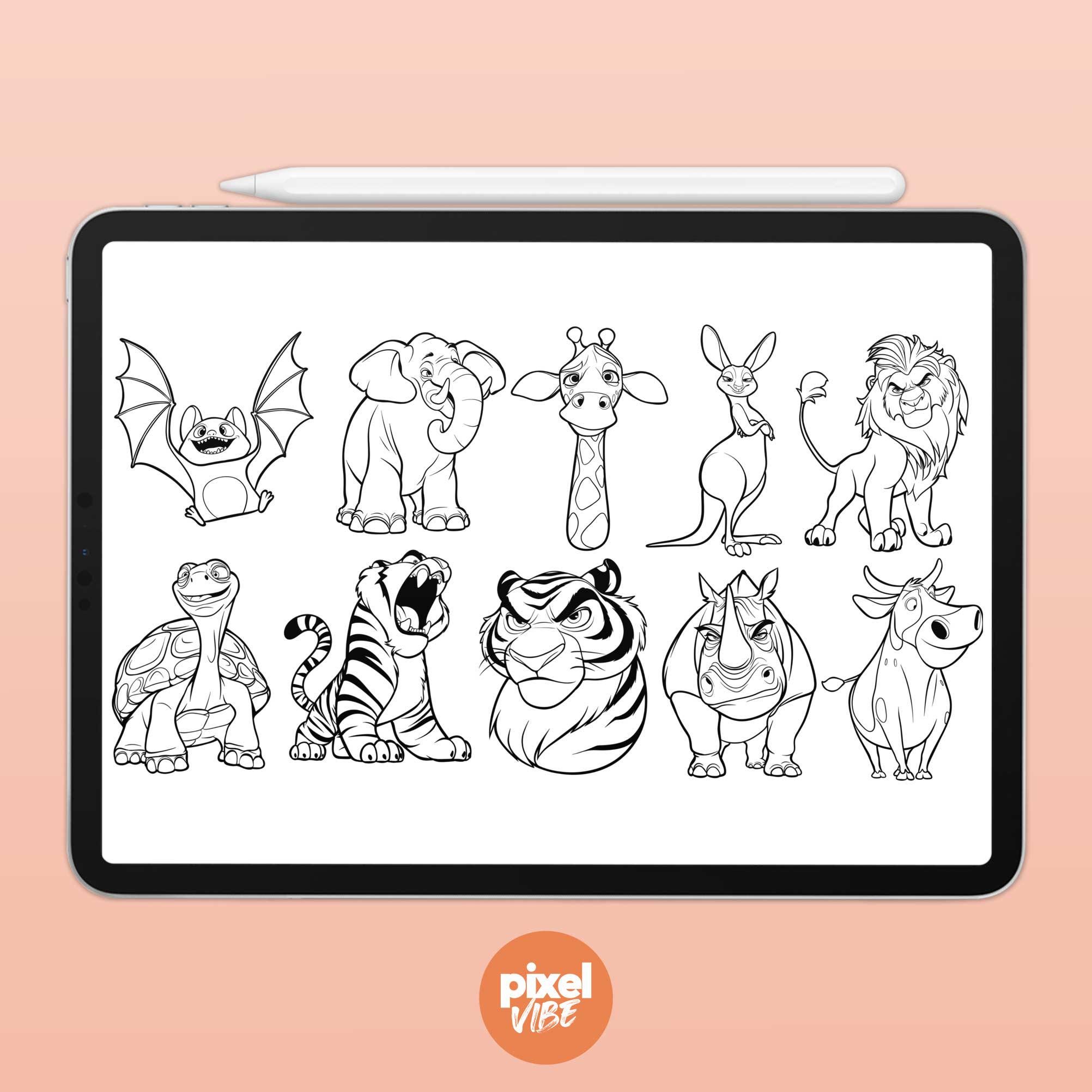 40 Cartoon Dinosaur Stamp Brushes for Procreate - T-rex Illustration ...