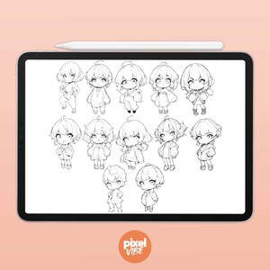 48 Chibi Character Guide Stamp Brushes for Procreate - Anime ...