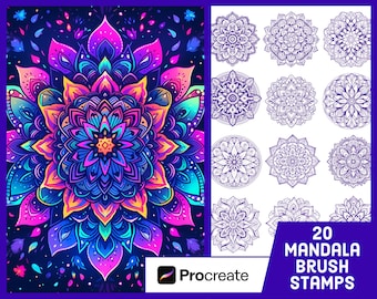 20 Mandala Stamp Brushes For Procreate - Tattoo Illustration Brush Pack