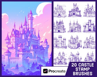 20 Castle Stamp Brushes For Procreate - Fantasy Illustration Brush Pack