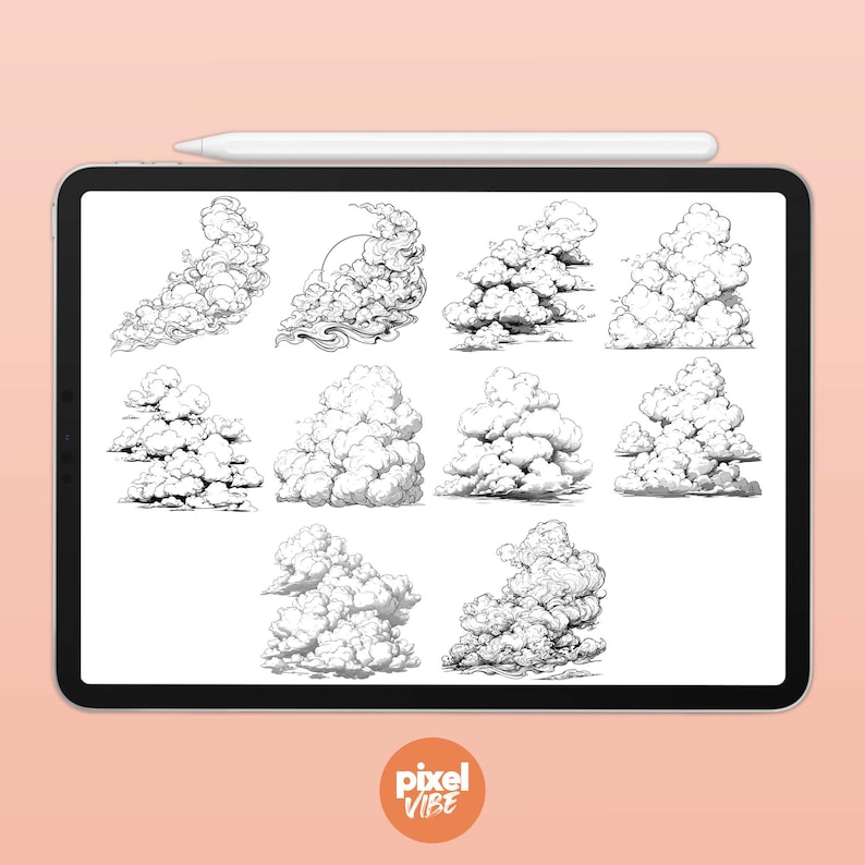 20 Cloud Stamp Brushes for Procreate - Sky Illustration Brush Pack - Etsy