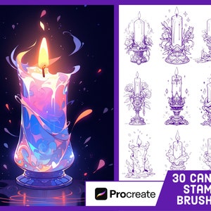 30 Kerzen Stempel Pinsel für Procreate - Mystische Illustration Pinsel