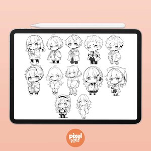 48 Chibi Character Guide Stamp Brushes for Procreate - Anime ...