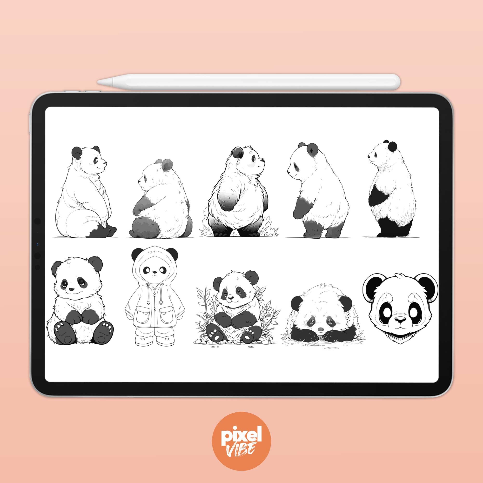 30 Panda Bear Stamp Brushes for Procreate - Illustration Art Set - Etsy