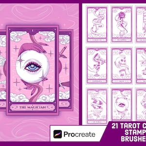 21 pinceles para estampar cartas del tarot para Procreate: paquete de pinceles para ilustraciones del horóscopo