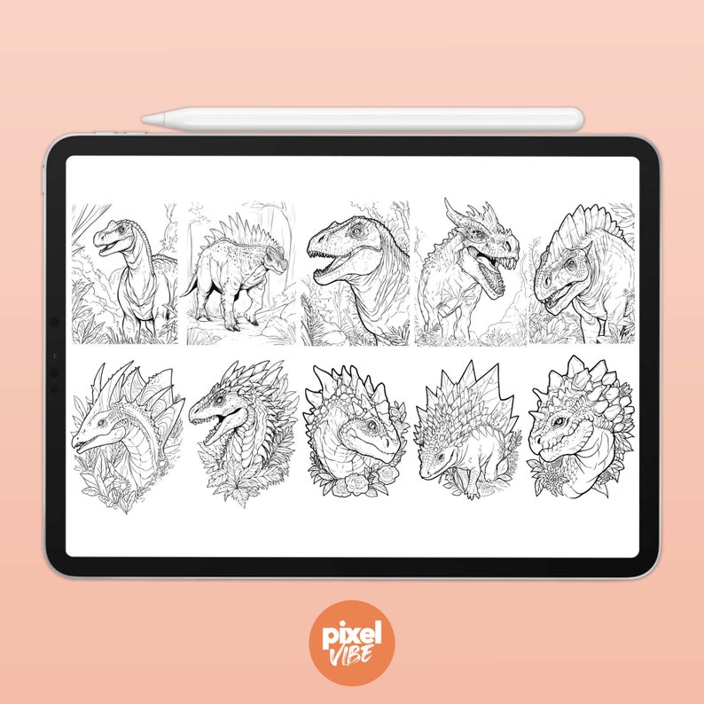 37 Dinosaur Stamp Brushes for Procreate - T-rex Illustration Brush Pack ...