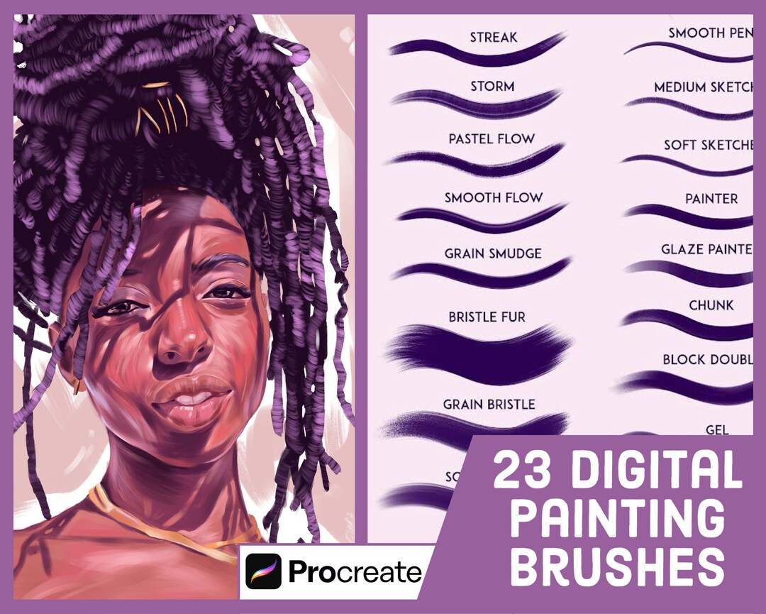 23 Digital Painting Brushes for Procreate, Portrait Art and Drawing Brushes, Pencil and Texture