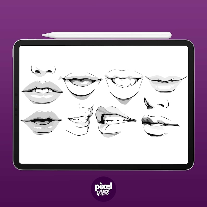 Procreate Lips 68 Lips & Nose Stamp Brushes for Procreate - Lip Guide Brush Pack - Etsy