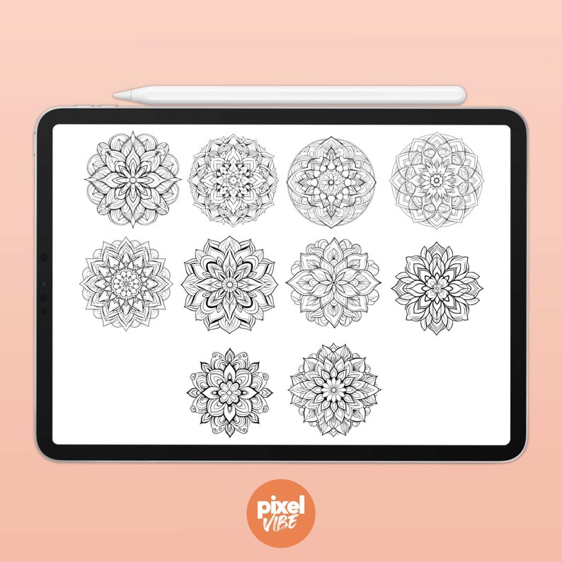 20 Mandala Stamp Brushes for Procreate - Tattoo Illustration Brush Pack ...