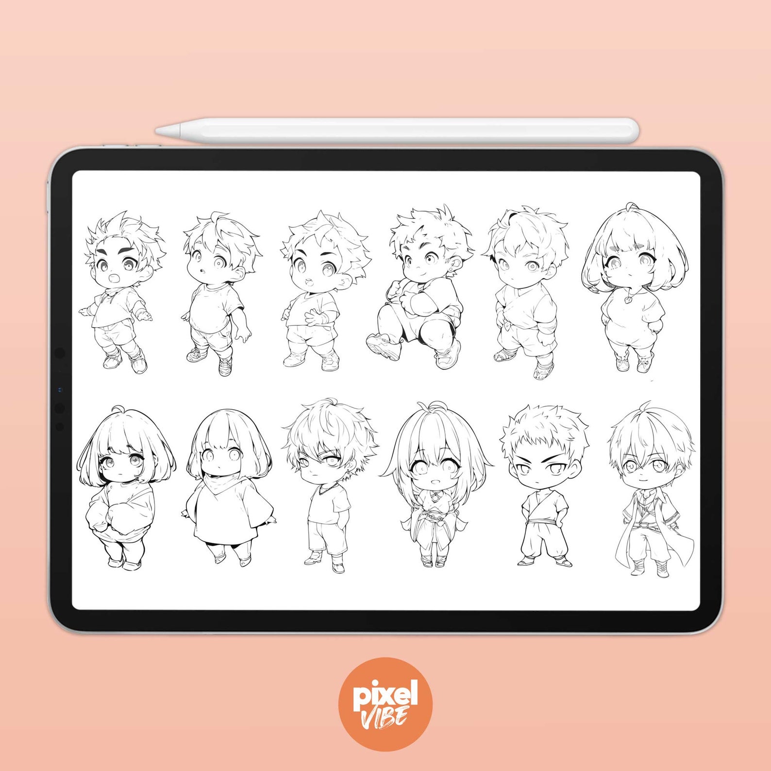48 Chibi V2 Character Guide Stamp Brushes for Procreate - Anime ...