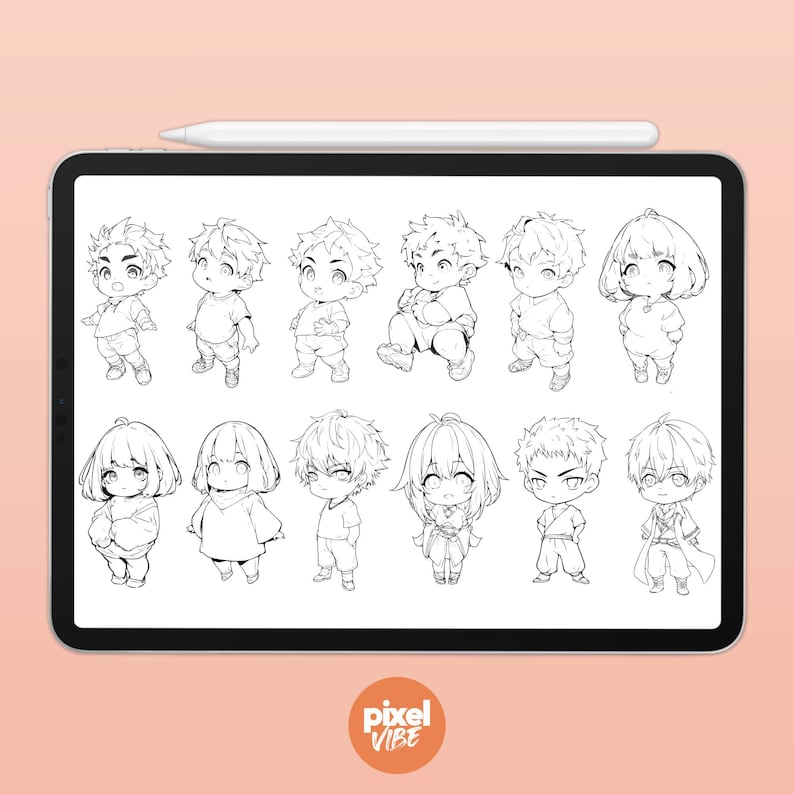 48 Chibi V2 Character Guide Stamp Brushes for Procreate - Anime ...