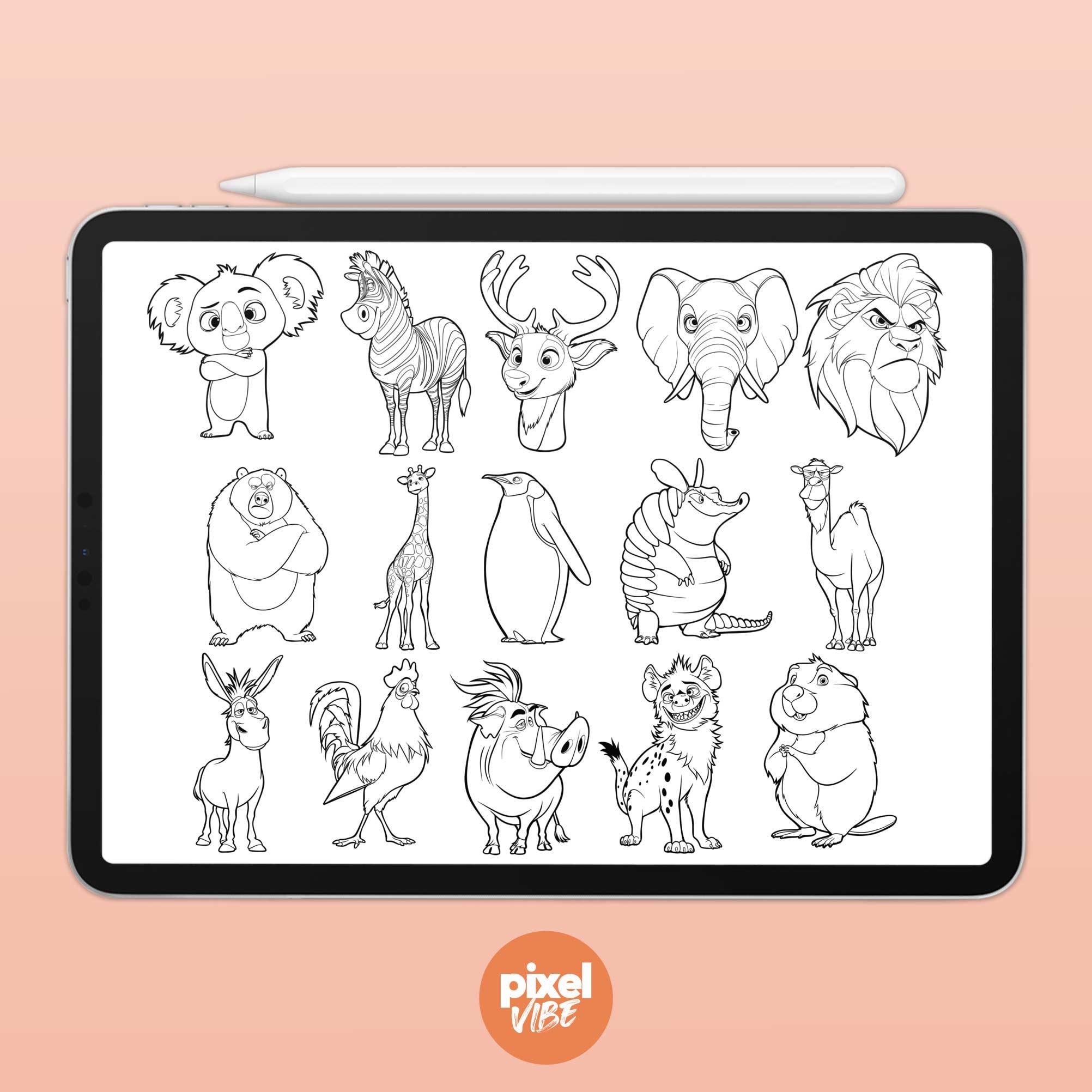 40 Cartoon Dinosaur Stamp Brushes for Procreate - T-rex Illustration ...