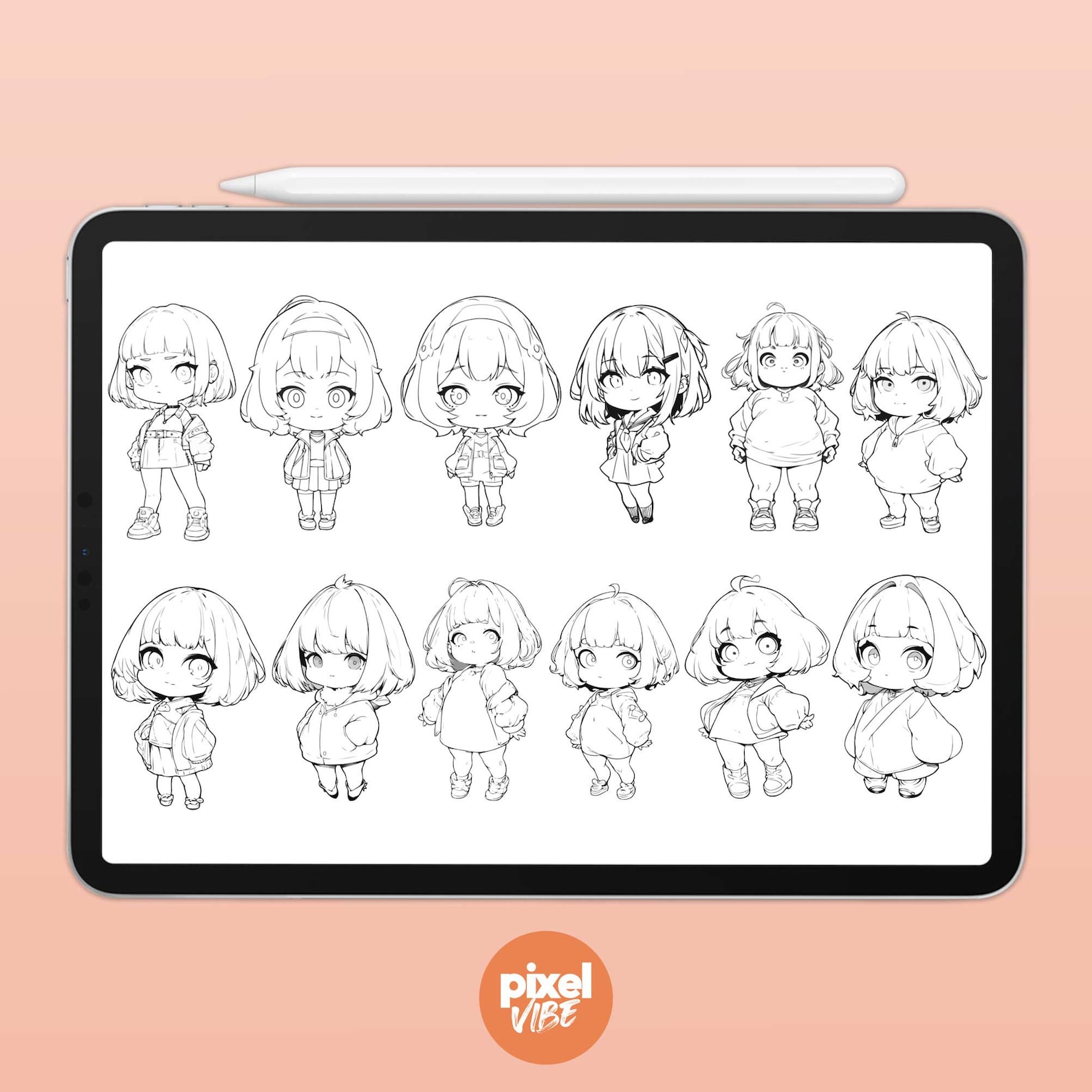 48 Chibi V2 Character Guide Stamp Brushes for Procreate - Anime ...