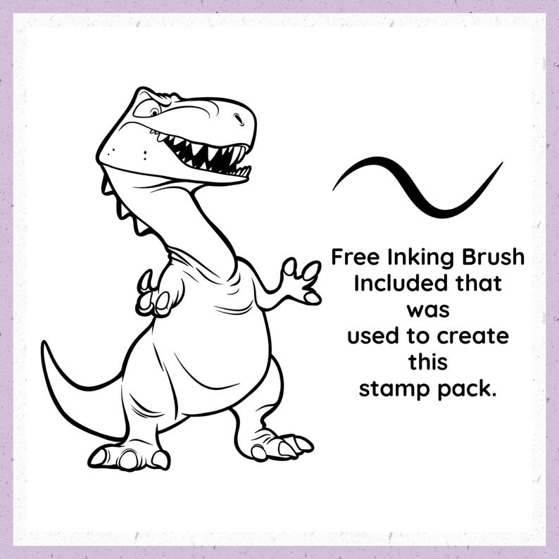 40 Cartoon Dinosaur Stamp Brushes for Procreate T-rex Illustration ...