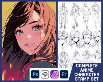 158 Anime Stamp Brushes Bundle For Photoshop, Clip Studio Paint, Affinity Photo, ABR Brushes, Manga Stamp Set