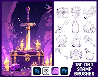 150 DnD Inventory Stamp Brushes For Photoshop, Clip Studio Paint, Affinity Photo, ABR Brushes, RPG Art - Dungeons & Dragons Magic Items