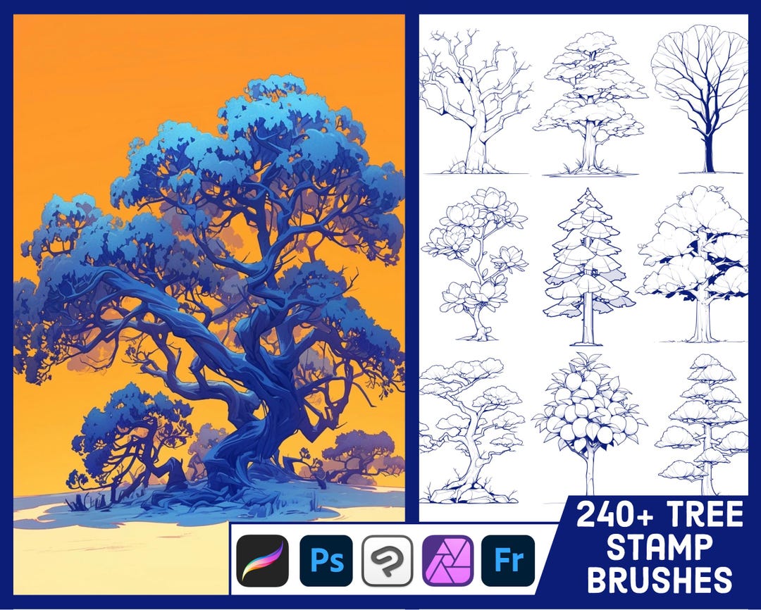 240+ Tree Stamp Brushes for Procreate, Photoshop, Clip Studio Paint - Etsy