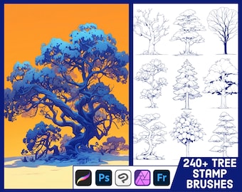 240+ boomstempelborstels voor Procreate, Photoshop en Clip Studio Paint