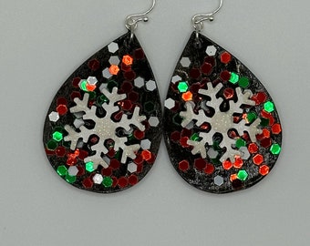 Snowflake Teardrop Earrings