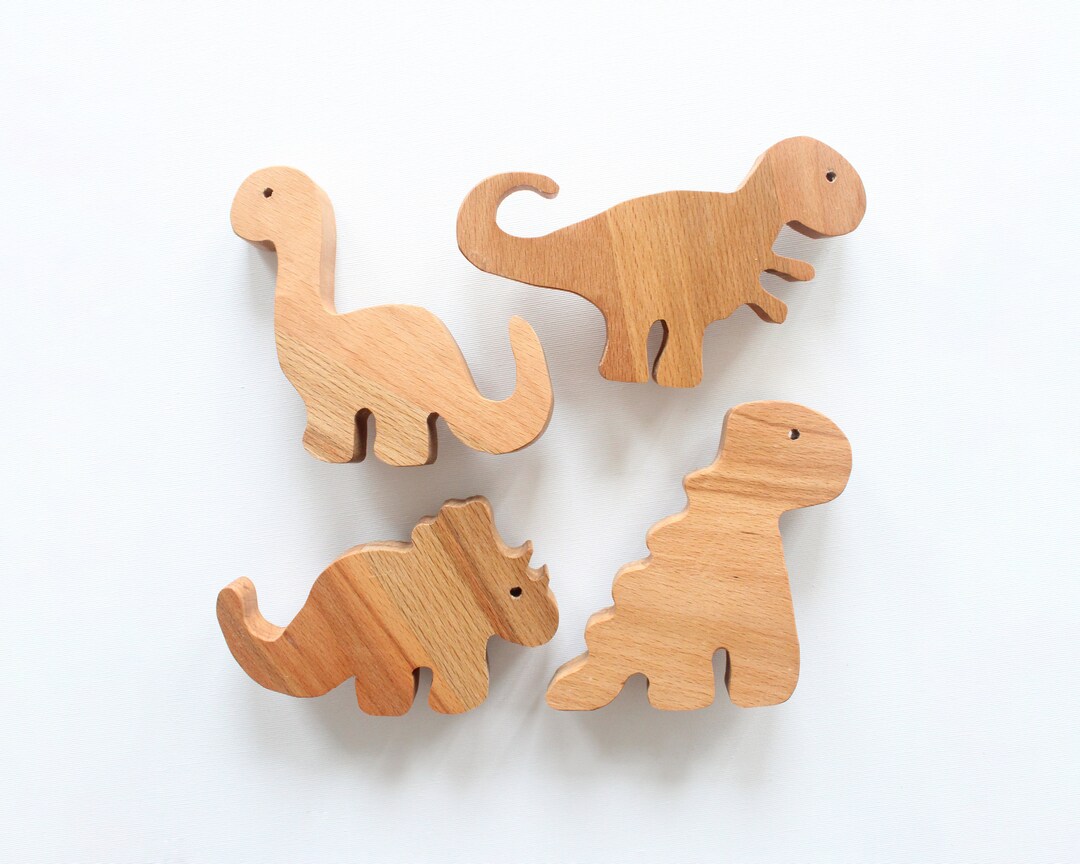 Wooden Dinosaur Drawer Knobs Trex Knobs Toy Knobs Kid Etsy
