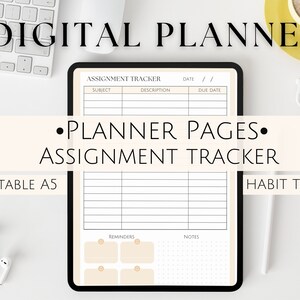 Assignment Tracker, Printable Planner, Planner Pages, Daily Planner, Inserts, Templates, A5,  School planner, Work Planner, Life Planner