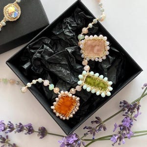 Handmade necklace comes in a lovely  black box and is ready for gift giving.