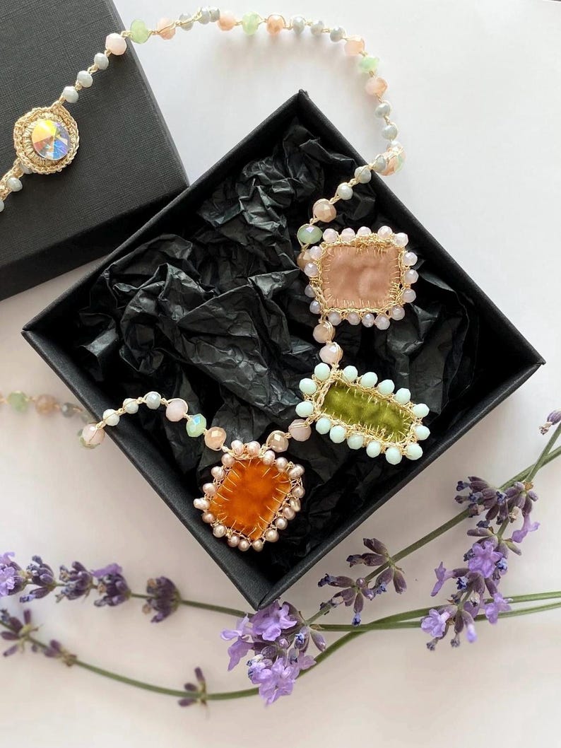 Handmade necklace comes in a lovely  black box and is ready for gift giving.