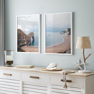 Set di 2 decorazioni da parete stampabili spiaggia, stampe d’arte da parete costiera, download digitale di arte da parete in 2 pezzi