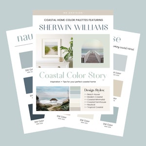 Coastal Paint Colors by Sherwin Williams, 6 Beach House Paint Palettes
