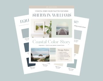 Coastal Paint Colors by Sherwin Williams, 6 Beach House Paint Palettes