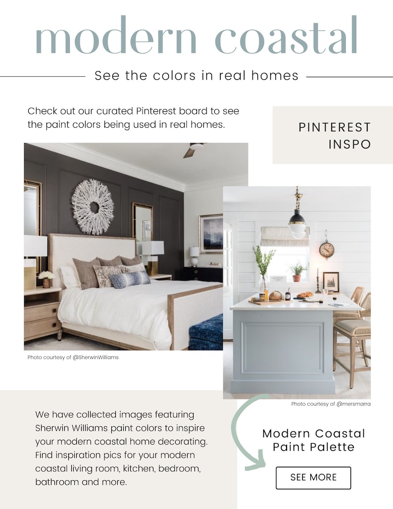 Coastal Paint Colors by Sherwin Williams, 6 Beach House Paint Palettes