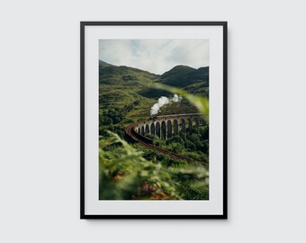 Scotland Steam Train Art Print: Glenfinnan Viaduct, Framed Wall Art