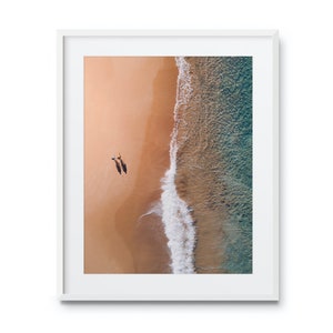 Aerial Beach Art Print, Framed Coastal Wall Art