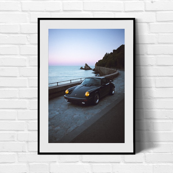 Affiche Biarritz - Vintage - Porsche - Porsche 911 -  Poster Porsche - Tirage d'art - Basque Country - Pays Basque - Retro car