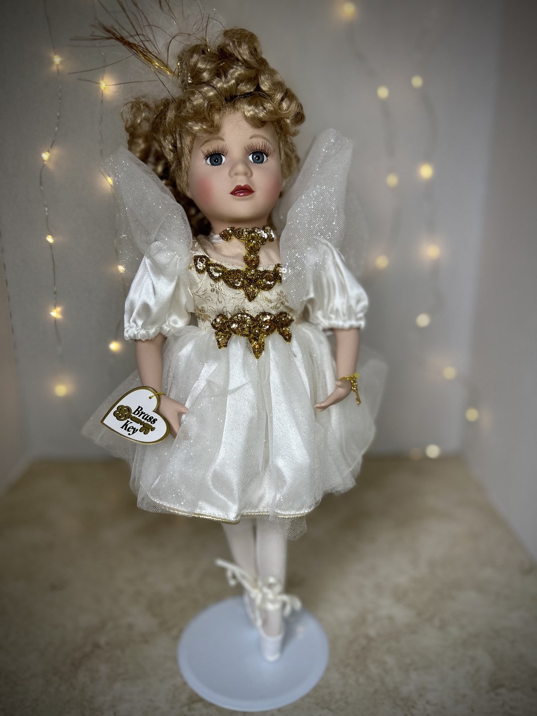 Brass Key Doll White & Gold Ballerina Etsy