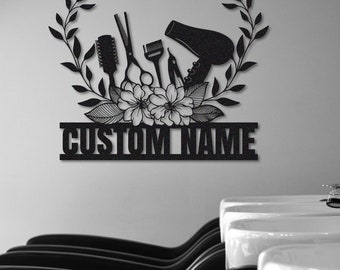 Hair Salon Wall Art,Custom Hair Salon Name Sign,Beauty Salon Decor,Salon Wall Decor,Personalized Salon Sign,Hairstylist Gift,Door Hanger