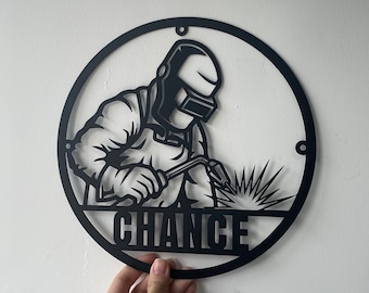 Custom Welding Metal Sign,Construction Welder Sign,Personalized Welder Wall art,Gift for Welder,Steel Welding Sign,Fathers Day Gift,Workshop