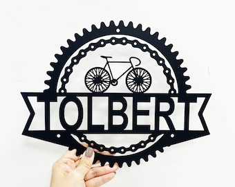 Personalized Bicycle Metal Sign,Custom Metal Art,Metal Garage Sign,Bicycle Gift,Cyclist Gift,Cyclist name Sign,Bicycle wall art
