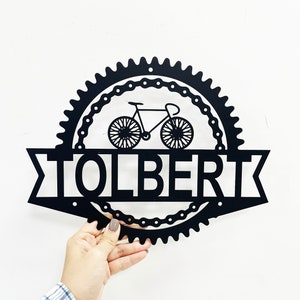 Personalized Bicycle Metal Sign,Custom Metal Art,Metal Garage Sign,Bicycle Gift,Cyclist Gift,Cyclist name Sign,Bicycle wall art