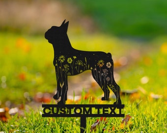 Custom Boston Terrier Memorial Stake Sign,Pet Grave Markers Sign, Metal Sign With Stake,Pet Loss Gift,Sympathy Sign, Remembrance Stake