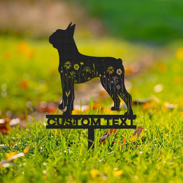 Custom Boston Terrier Memorial Stake Sign,Pet Grave Markers Sign, Metal Sign With Stake,Pet Loss Gift,Sympathy Sign, Remembrance Stake