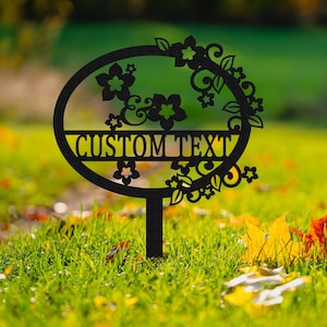 Custom Garden Stake Sign,Grave Marker Sign,Garden Sign With Stake,Floral Garden Art,Garden Decor,Yard Decor,Garden Name Sign
