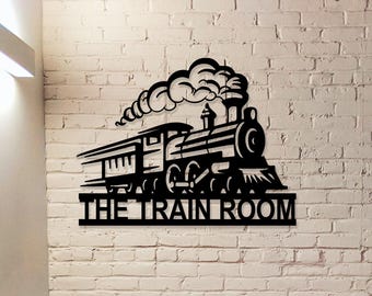 Personalized Train Sign,Train Metal Sign,Train Room Decor,Custom Train Name Sign,Train Driver Gift,Railway Sign,Railroad Sign,Train Station
