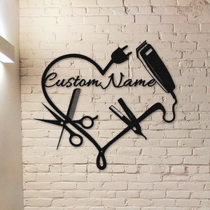 Personalized Hair Salon Metal Sign,Hairstylist Gift,Custom Salon Wall Decor,Salon Welcome Sign,Custom Door Hanger,Beauty Salon Wall Art