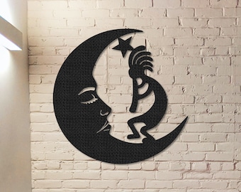 Kokopelli Metal Wall Art,Kokopelli Moon Metal Sign,Steel Outdoor Decor,Kokopelli Wall Decor,Metal Wall Art,Steel Wall Art