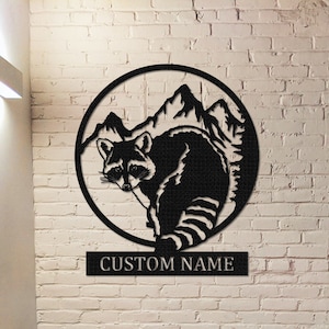 Raccoon Metal Sign,Custom Raccoon Wall Art,Personalized Raccoon Wall Decor,Indoor Decor,Cabin Decor,Patio Decor,Animal Sign,Raccoon Gift