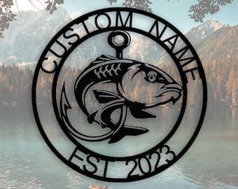 Custom fishing metal sign,Fishing Wall Art,Personalized Fish Metal Wall Decor,Sign for fish camp,Fisherman Gift,Father's Day Gift